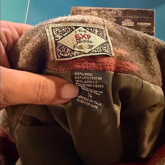 VINTAGE NO 4 EXP JEANS wool blend southwestern wrap midi skirt Italian made 7/8 - Picture 2 of 7